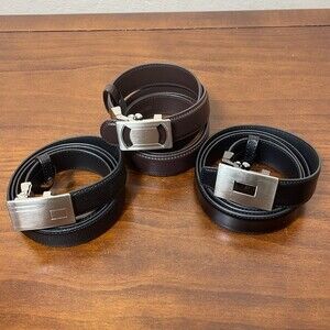 Set of 3 - NWOT - Men’s Leather Belts - Size 42 - Black, Black Embossed, Brown